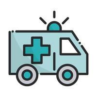 ambulance transport équipement de soins de santé d'urgence ligne médicale et icône de remplissage vecteur