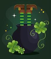 saint patrick avec jambes d'elfe et chaudron vecteur