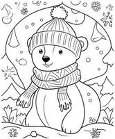 coloriage de noël bonhomme de neige pour les enfants vecteur