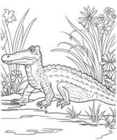 alligator coloration page pour débutant coloration livre pro vecteur