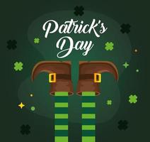 saint patrick avec pattes d'elfe et trèfles vecteur