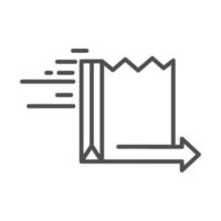 icône de style de ligne de livraison liée à l'expédition de fret rapide de sac en papier vecteur