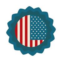 joyeux jour de l'indépendance drapeau américain insigne commémoratif célébration icône de style plat vecteur