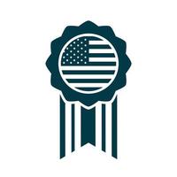 joyeuse fête de l'indépendance drapeau américain médaille insigne design silhouette icône de style vecteur