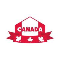 fête du canada drapeau canadien ruban feuilles dérable bannière icône de style plat vecteur