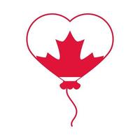 coeur en forme de ballon de la fête du canada avec icône de style plat célébration feuille d'érable vecteur