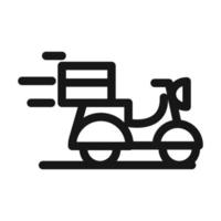 icône de style de ligne logistique de service de fret de livraison de boîte de transport de scooter