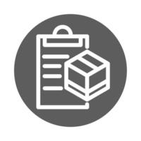livraison fret service logistique boîte en carton presse-papiers icône de style de bloc vecteur