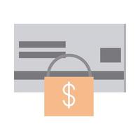 icône de style plat de sécurité d'argent de crédit de carte bancaire bancaire mobile vecteur