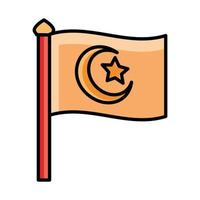 drapeau religieux eid mubarak célébration religieuse islamique ligne et icône de remplissage vecteur