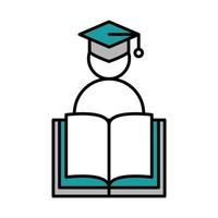 site Web de cours de livre d'études supérieures en ligne et ligne de cours de formation mobile et icône de remplissage vecteur