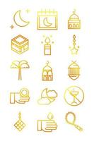 ensemble d'icônes de ligne de gradient célébration ramadan arabe célébration islamique vecteur