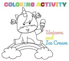 coloration Licorne feuille de travail page. amusement activité pour enfants. éducatif imprimable coloration feuille de travail. coloration activité pour les enfants. vecteur illustration.