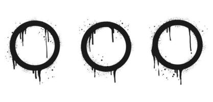 collection de vaporisateur peint graffiti cercle signe dans noir plus de blanche. conception élément goutte symbole. isolé sur blanc Contexte. vecteur illustration