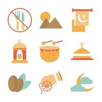 icône de célébration islamique arabe ramadan définie icône de couleur de ton vecteur
