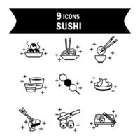 Sushi menu oriental icônes de cuisine japonaise définie icône de style de ligne vecteur
