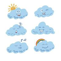 mignonne des nuages illustration ensembles ,bien pour graphique conception ressources, les enfants livre, couverture livres, affiches, pamphlets, autocollants et plus. vecteur