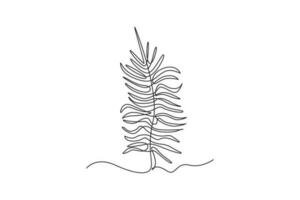 Célibataire un ligne dessin les plantes et herbes concept. continu ligne dessiner conception graphique vecteur illustration.