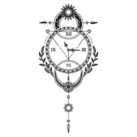 monochrome floral lune l'horloge logo conception vecteur