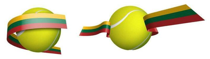 des sports tennis Balle dans rubans avec couleurs de Lituanie drapeau. isolé vecteur sur blanc Contexte