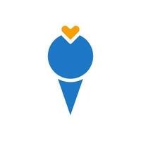la glace crème l'amour icône solide bleu Orange style Valentin illustration symbole parfait. vecteur