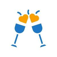 du vin l'amour icône solide bleu Orange style Valentin illustration symbole parfait. vecteur