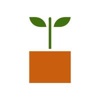 plante icône solide marron vert Couleur symbole illustration. vecteur