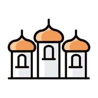 eid mubarak mosquée religieuse islamique ligne sacrée et icône de remplissage vecteur