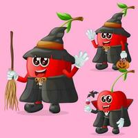 mignonne Cerise personnages sur Halloween vecteur