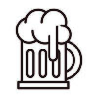 icône de style de ligne de célébration de boisson en mousse de verre de bière vecteur