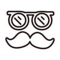 lunettes et icône de style de ligne célébration rétro moustache vecteur