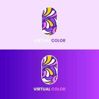 logo virtuel Couleur violet vecteur .
