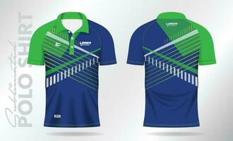 bleu vert sublimation polo chemise maquette modèle conception pour badminton Jersey, tennis, football, Football ou sport uniforme vecteur