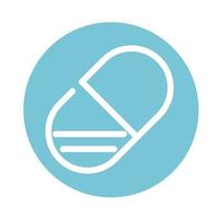 icône de style de bloc médical et de soins de santé capsule de traitement de prescription de pharmacie vecteur