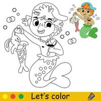 des gamins coloration vilain garçon Sirène vecteur illustration