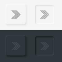La Flèche vecteur icône, neumorphique style La Flèche bouton vecteur icône sur noir et blanc Contexte ensemble