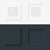 labyrinthe façon route. neumorphique style bouton ligne icône. vecteur