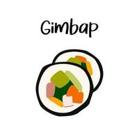 gimbap, Sushi sur blanc Contexte. rouleau avec algue. Japonais, coréen anime aliments. vecteur dessin animé plat illustration.