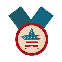 joyeux jour de l'indépendance drapeau américain dans l'icône de style plat prix médaille étoile vecteur