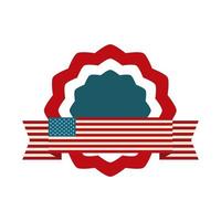 joyeux jour de l'indépendance drapeau américain ruban et insigne emblème liberté style plat icône vecteur