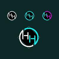 hh branché lettre logo conception avec cercle vecteur