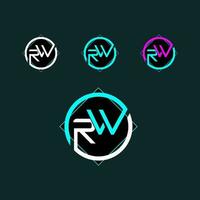 rw branché lettre logo conception avec cercle vecteur