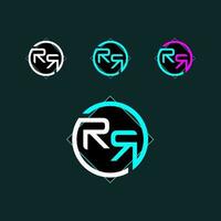 rr branché lettre logo conception avec cercle vecteur