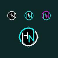 hn branché lettre logo conception avec cercle vecteur