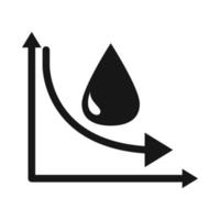 graphique financier flèche vers le bas commerce crise économie prix du pétrole crash silhouette icône de style vecteur
