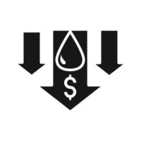 statistiques ralentissement argent commerce crise économie prix du pétrole crash silhouette icône de style vecteur
