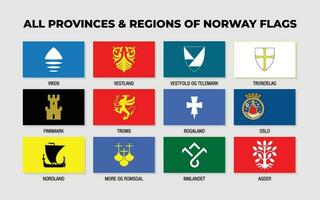 Norvège les provinces et Régions drapeaux collection conception modèle vecteur