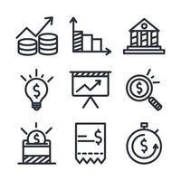 économie et finance style de ligne icon set vector design