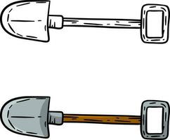 pelle. élément de fermes et villages. bois marron outil. dessin animé plat illustration isolé sur blanc Contexte. creusement trou. vecteur