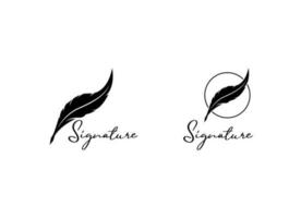 stylo plume, vecteur de conception de logo d'écriture manuscrite signature minimaliste